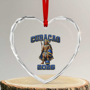 Curacao Warrior Football Fan Heart Crystal Glass Ornament Proud Island Game Day Gift