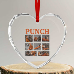 Cute Baby Monkey Punch with Plush Toy Graphic Heart Crystal Glass Ornament TS02 Transparent Glass 3'' Heart Print Your Wear