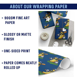 Cute Banana Graphics Wrapping Paper Roll Funny Sports Baseball Lover TS02 Print Your Wear
