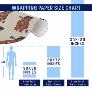Cute Bear Holding Rugby Sport Fans Graphic Wrapping Paper Roll TS02 Print Your Wear