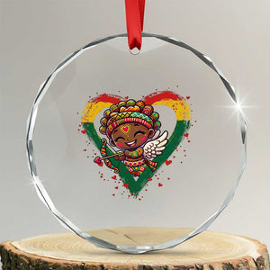 Cute Black Cupid Crystal Glass Ornament Melanin Pride Valentines Day Gift TS12 Transparent Glass 3'' Circle Print Your Wear