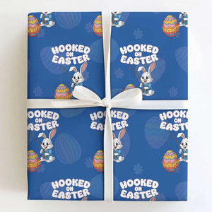 Cute Bunny Fishing Wrapping Paper Roll Hooked for Easter Eggs Funny Holiday TS02 Royal Blue Print Your Wear