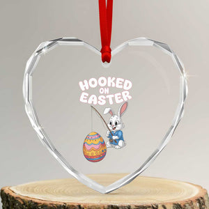 Cute Bunny Fishing Heart Crystal Glass Ornament Hooked for Easter Eggs Funny Holiday TS02 Transparent Glass 3'' Heart Print Your Wear