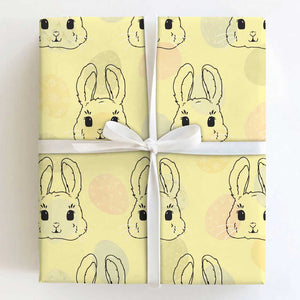 Cute Bunny Wrapping Paper Roll Kawaii Rabbit Happy Easter Day TS10 Light Yellow Print Your Wear