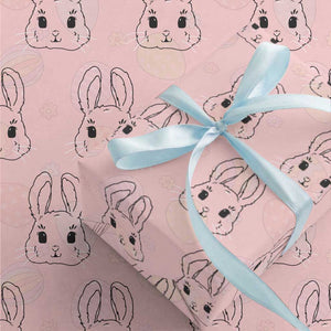 Cute Bunny Wrapping Paper Roll Kawaii Rabbit Happy Easter Day TS10 Light Pink Print Your Wear