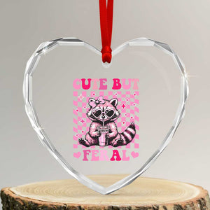 Cute But Feral Raccoon Heart Crystal Glass Ornament Funny Sunglasses Trash Panda TS10 Transparent Glass 3'' Heart Print Your Wear