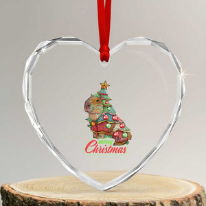Cute Capybara Xmas Tree Heart Crystal Glass Ornament TS09 Transparent Glass 3'' Heart Print Your Wear