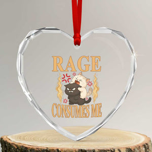 Cute Cat Heart Crystal Glass Ornament Rage Is Consuming Me TS12 Transparent Glass 3'' Heart Print Your Wear