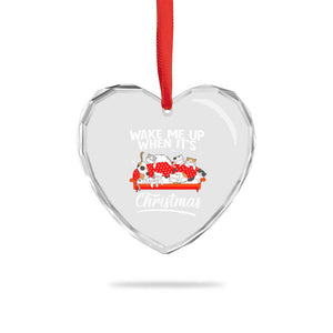 Cute Cat Wake Me Up When It's Xmas Chillin' Heart Crystal Glass Ornament TS09 Print Your Wear