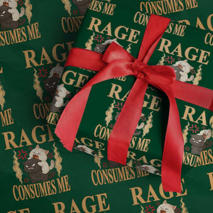 Cute Cat Wrapping Paper Roll Rage Is Consuming Me TS12 Green Print Your Wear