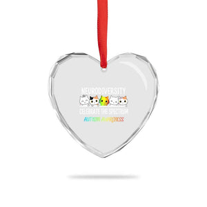 Cute Cats Autism Embrace Heart Crystal Glass Ornament Neurodiversity Celebrate The Spectrum TS02 Print Your Wear