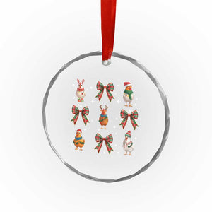 Cute Christmas Chicken With Xmas Coquette Bow Crystal Glass Ornament TS12 Print Your Wear