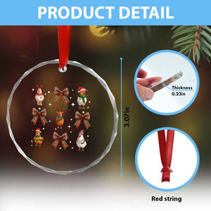 Cute Christmas Chicken With Xmas Coquette Bow Crystal Glass Ornament TS12 Print Your Wear