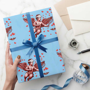 Cute Cupid Tennis Angel Wrapping Paper Roll Valentines Day Gift TS12 Light Blue Print Your Wear