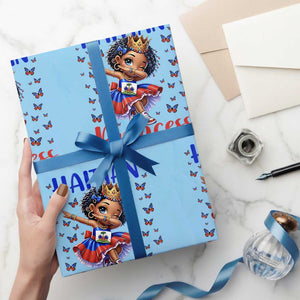 Cute Dabbing Haitian Princess Kids Graphic Wrapping Paper Roll Haiti Heritage Pride TS02 Light Blue Print Your Wear
