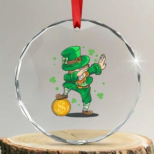 Cute Dabbing Leprechaun Crystal Glass Ornament Funny St Patricks Day TS02 Transparent Glass 3'' Circle Print Your Wear