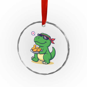Cute Dinosaur Eating Chicken Nuggets Crystal Glass Ornament Food Humor Gift TS12 Print Your Wear