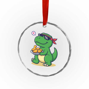 Cute Dinosaur Eating Chicken Nuggets Crystal Glass Ornament Food Humor Gift TS12 Print Your Wear