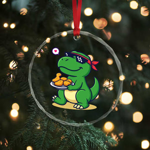 Cute Dinosaur Eating Chicken Nuggets Crystal Glass Ornament Food Humor Gift TS12 Print Your Wear