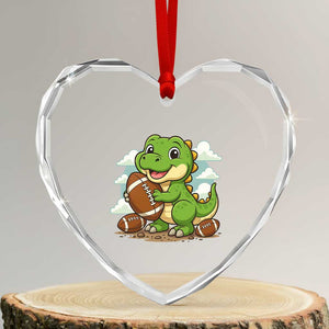 Cute Dinosaur Playing Football Heart Crystal Glass Ornament Funny Kids Gift TS12 Transparent Glass 3'' Heart Print Your Wear