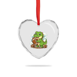 Cute Dinosaur Playing Football Heart Crystal Glass Ornament Funny Kids Gift TS12 Print Your Wear