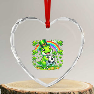 Cute Dinosaur Soccer Player Heart Crystal Glass Ornament St Patricks Day Dino Lover TS12 Transparent Glass 3'' Heart Print Your Wear