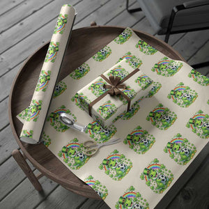 Cute Dinosaur Soccer Player Wrapping Paper Roll St Patricks Day Dino Lover TS12 Beige Print Your Wear