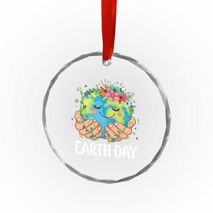 Cute Earth with Floral Earth Day Crystal Glass Ornament TS14 Print Your Wear
