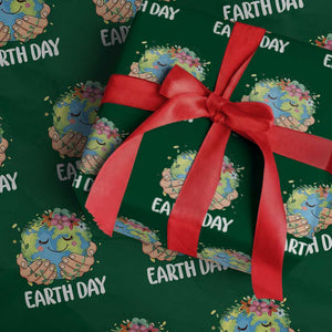 Cute Earth with Floral Earth Day Wrapping Paper Roll TS14 Green Print Your Wear