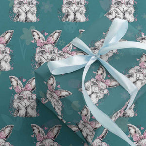 Cute Easter Bunny with Heart Glasses Pink Bow Wrapping Paper Roll Adorable Rabbit Love Aesthetic Gift TS02 Teal Print Your Wear