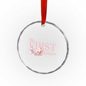 Cute First Xmas Crystal Glass Ornament Pink Santa Snowman TS09 Print Your Wear