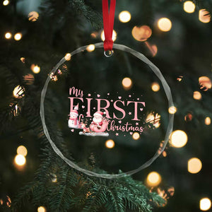 Cute First Xmas Crystal Glass Ornament Pink Santa Snowman TS09 Print Your Wear
