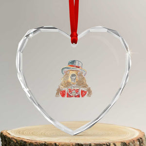 Cute Groundhog Heart Crystal Glass Ornament Woodchuck Day Animal Lover TS02 Transparent Glass 3'' Heart Print Your Wear