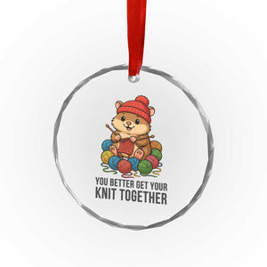 Cute Hamster Knitting Crystal Glass Ornament You Better Get Your Knit Together TS12 Print Your Wear