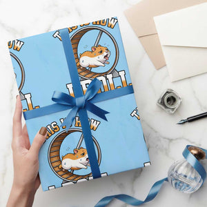 Cute Hamster Running Wheel Wrapping Paper Roll This Is How I Roll TS12 Light Blue Print Your Wear