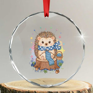 Cute Hedgehog Knitting Crystal Glass Ornament Gift For Crocheter TS12 Transparent Glass 3'' Circle Print Your Wear