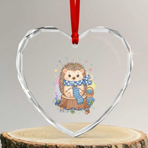 Cute Hedgehog Knitting Heart Crystal Glass Ornament Gift For Crocheter TS12 Transparent Glass 3'' Heart Print Your Wear