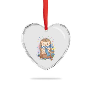 Cute Hedgehog Knitting Heart Crystal Glass Ornament Gift For Crocheter TS12 Print Your Wear
