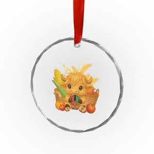Cute Highland Cow With Kwanzaa Kinara And Presents Crystal Glass Ornament African Heritage Gift TS12 Print Your Wear