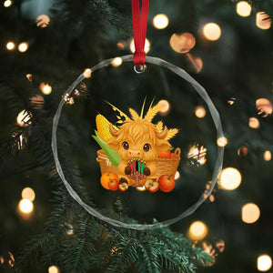 Cute Highland Cow With Kwanzaa Kinara And Presents Crystal Glass Ornament African Heritage Gift TS12 Print Your Wear