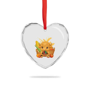 Cute Highland Cow With Kwanzaa Kinara And Presents Heart Crystal Glass Ornament African Heritage Gift TS12 Print Your Wear