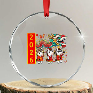 Cute Horse Dragon Dance Crystal Glass Ornament Lunar New Year TS12 Transparent Glass 3'' Circle Print Your Wear