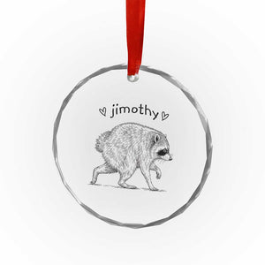 Cute Jimothy the Raccoon Hand Drawn Graphic Crystal Glass Ornament Seattle Trash Panda Lover Supporter