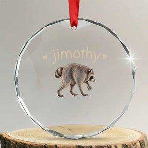 Cute Jimothy the Raccoon Heart Graphic Crystal Glass Ornament Viral Seattle Trash Panda Meme TS02 Transparent Glass 3'' Circle Print Your Wear