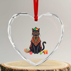 Cute Kwanzaa Cat Dashiki Heart Crystal Glass Ornament African Heritage Gift TS12 Transparent Glass 3'' Heart Print Your Wear