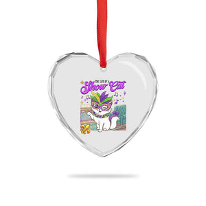 Cute Mardi Gras Cat Heart Crystal Glass Ornament The Life Of The Showcat TS14 Print Your Wear