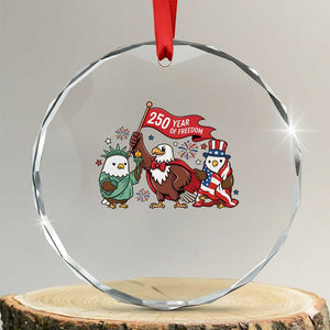 Cute Patriotic Eagle 250 Years Of Freedom Crystal Glass Ornament American Pride Gift TS12 Transparent Glass 3'' Circle Print Your Wear