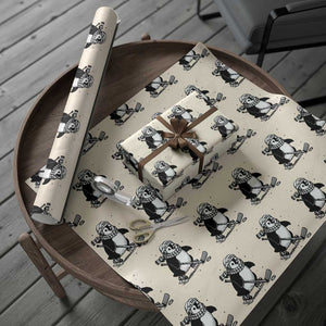 Cute Penguin Playing Ice Hockey Wrapping Paper Roll Funny Sports Lover Gift TS12 Beige Print Your Wear