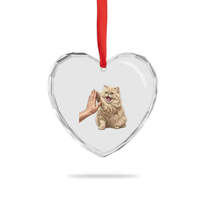 Cute Persian Cat High Five Heart Crystal Glass Ornament Cat Lover TS12 Print Your Wear