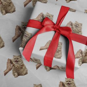 Cute Persian Cat High Five Wrapping Paper Roll Cat Lover TS12 White Print Your Wear